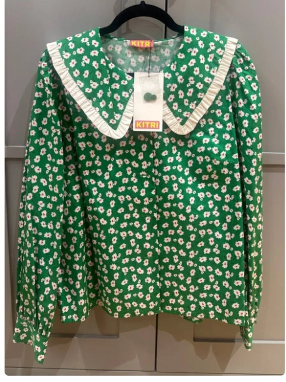 KITRI Floral Blouse with Statement Collar